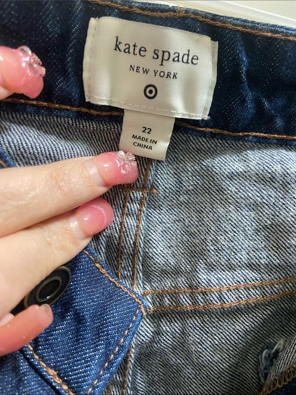 kate spade Indigo Wide-Leg Cuffed Jeans
